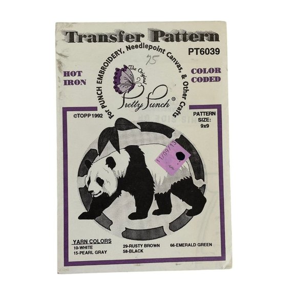 Pretty Punch Hot Iron Transfer Pattern Punch Embroidery Animals Panda Kangaroo - Picture 4 of 5